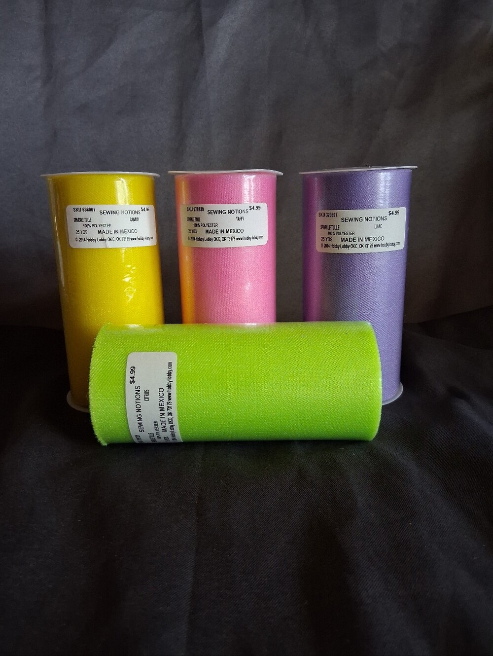 Lot of 4 Hobby Lobby 6-inch Tulle Spools New